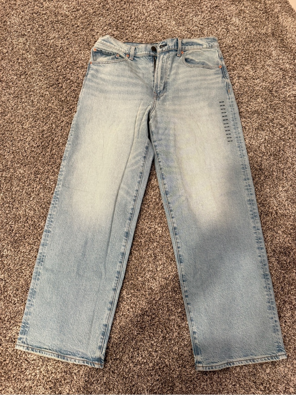 NWT American Eagle Men’s Baggy Jeans 34x34 Light Wash EasyFlex TENCEL
